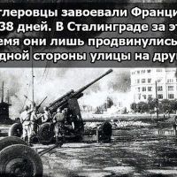 38 дней завоёвывали Францию, а в Сталинграде гитлеровцы продвинулись только на одну улицу - это исторический ФАКТ